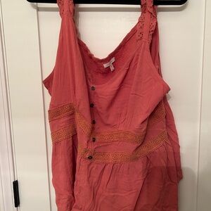 Maurices Coral Button-Accent Top